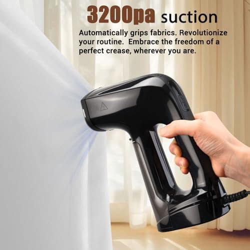 Vacuum Steamer for Clothes, 3200Pa Suction Handheld Clothes Steamer, Dual Mode, LED Display, Portable Travel Steamers for Clothes, Steaming & Ironing 2 In 1, 160ml Water Tank (for 110-120V) - Black - Thumbnail 3