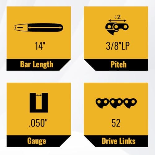 3 Pack 14 Inch Semi-Chisel Chainsaw Chain, 3/8"LP Pitch .050" Gauge 52 Drive Links Replacement Saw Chain Fit for Husqvarna Craftsman Poulan Greenworks - Thumbnail 2