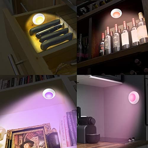HONWELL Push Lights, LED Puck Lights with Remote, Battery Operated Under Cabinet Lighting,Cordless RGB Color Changing Touch Fairy Light with Dimmer, Stick on Light for Closet Classroom Shelf - Thumbnail 6