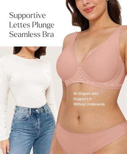 Tshirt Bras for Women No Underwire Wireless Push Up Bra Seamless Comfy Supportive Bralettes Deep V Comfortable Tshirt Bra Nude - Thumbnail 2