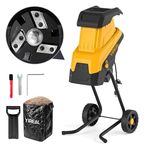 Yireal Upgraded 3-Blade Electric Wood Chipper 15-Amp,Chipper Shredder Detachable with Collection Bag 45L, 1.8 Inch Cutting Diameter Mulcher for Yard Branches Mulching Composting and Garden Cleanup - Image 1