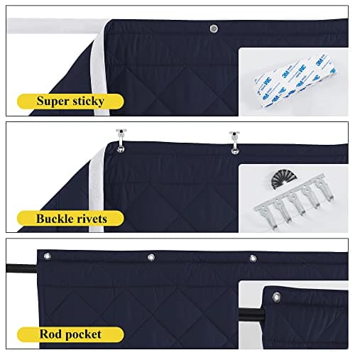 NICETOWN Thermal Insulated Door Curtain, 38"x82" Thermal Windproof Cover with 3 Hanging Ways,Saves Heating Costs for Old House Keep Warm for Doorway Kitchen Living Room, Navy Blue, 1 PC - Thumbnail 3