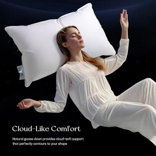 Acnalboma Luxury Down Pillow Queen, Hotel Quality Bed Pillows for Sleeping, 3-Chamber Premium Down Pillow Fluffy Soft for Side, Back Sleepers, 400 Count Cotton Shell, 1 Pack, 20"x30" - Thumbnail 4