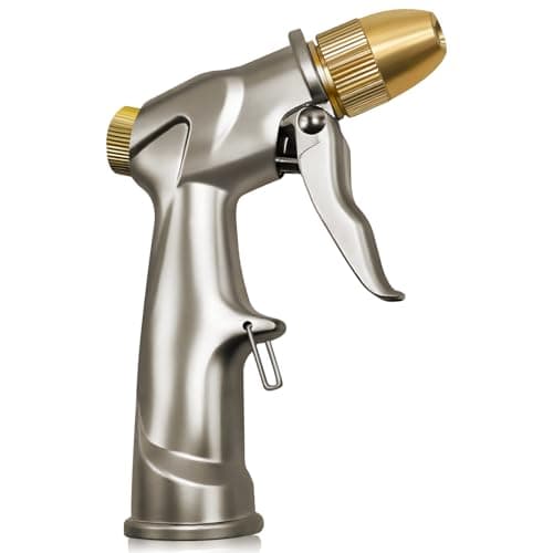 ARXIVE Garden Hose Nozzle Hand Sprayer, Heavy Duty High Pressure 100% Metal with 4 Adjustable Spray Patterns for Watering Lawn, Garden, Car Washing,Pets & Windows - Image 1