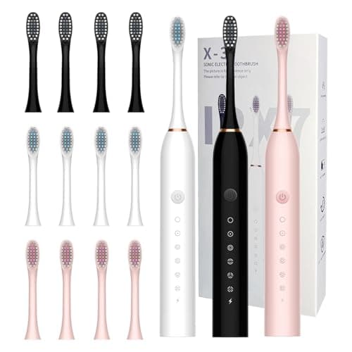 MSETGRD 3 Pack Electric Toothbrush with 6 Modes, Rechargeable Toothbrushes with 12 Brush Head, Fast Charge 2 Min and 30s Timer Toothbrush - Image 1