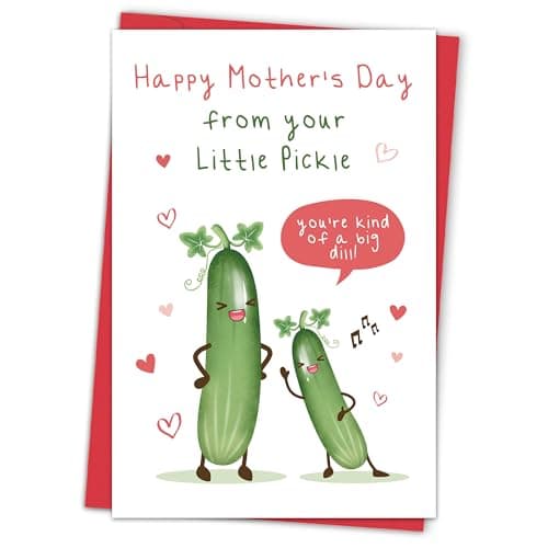 Qiyepbro Funny Pickle Pun Mother's Day Card, Humorous Mothers Day Cards Gifts for Mom, Happy Mothers Day from Your Little Pickle - Image 1