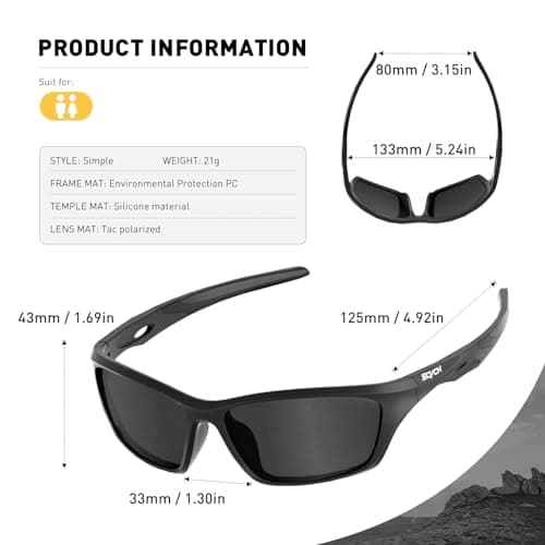 SCVCN Polarized Sunglasses Sports Glasses UV400 Protection for Men Women Cycling MTB Fishing Running Driving Baseball Softball Golf Outdoor Accessories 03 black - Thumbnail 6