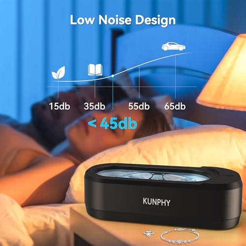 KUNPHY Ultrasonic Jewelry Cleaner, Jewelry Cleaner Machine 12oz 46KHz, Professional Sonic Cleaner with One-Touch Operation, Sonic Cleaner for Rings, Glasses, Jewelry, Dentures (Black) - Thumbnail 5