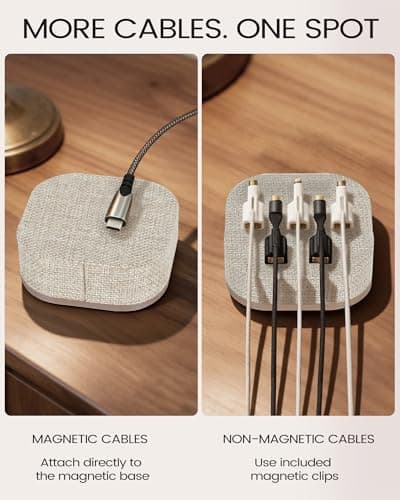 Brolena Magnetic Cord Holder, Cable Organizer with 5 Magnetic Clips for Desk & Nightstand Cable Management, Practical Charging Accessory for Home, Office & Gift Giving - Thumbnail 3