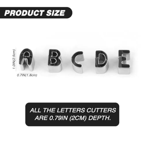 SurgeHai 26-Piece Small Alphabet Cutters Set (A - Z), Stainless Steel Decorating Tools Letters Fondant Cutters - Thumbnail 3