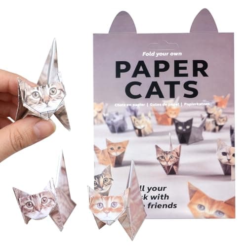 DIY Origami Paper Cats Kit - 50 Sheets to Fold into Charming Cat Figures. A Creative & Relaxing Craft Project, Perfect for Home, Office, or Classroom Decor.