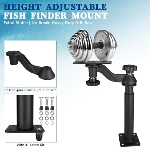 Velpaw 20.7” Adjustable Telescoping Fish Finder Mount for Boats,for 5"-12" Fishfinders & Chartplotters,Adjustable Height Range 15" to 20.7",Compatible with Lowrance, Garmin, Humminbird and More - Thumbnail 4