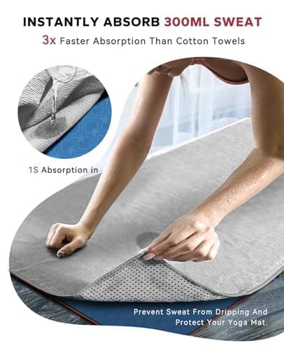 HAPBEAR Hot Yoga Towel - Non Slip Yoga Mat Towel with Grip Dot, Super-Absorbent, Soft Microfiber Towel for Hot Yoga, Pilates and Fitness - Thumbnail 3