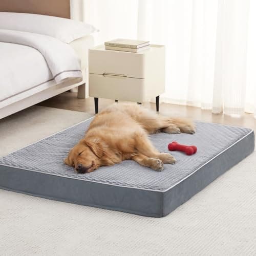 LEXTRO Giant Waterproof Orthopedic Dog Bed for Large Size Dogs, 55x42 Oversized Dog Bed Washable with Removable Washable Cover, Big Comfortable Dogs Mat, Gray - Image 1