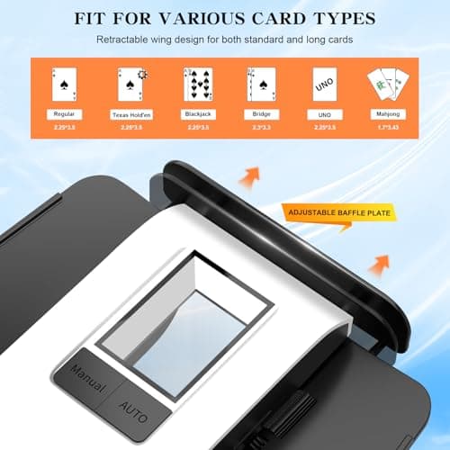 Xixter Automatic Card Shuffler for 2 Decks, Battery Powered Card Shuffler, Cards Shuffler Machine for Poker, Uno, Blackjack, Texas Hold'em, Skip-Bo, Home Card Games (White) - Thumbnail 2