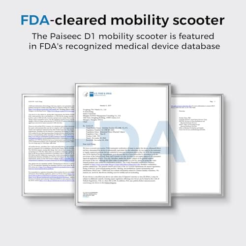 Paiseec Mobility Scooters for Seniors & Adults, Powered Mobility Scooters, 4 Wheel Foldable Mobility Scooter, All Terrain, LED Headlight & Dual Baskets, 350 lb Capacity, FDA Cleared (Blue) - Thumbnail 2