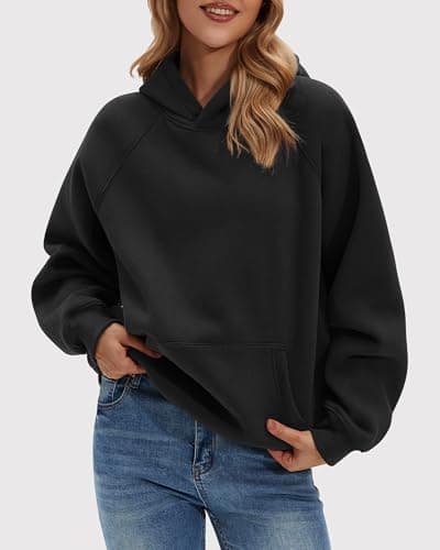 Stelle Women Hoodies Oversized Fleece Long Sleeve Comfy Casual Pullover Sweatshirts 2026 Winter Fall Outfits Black Medium - Thumbnail 3