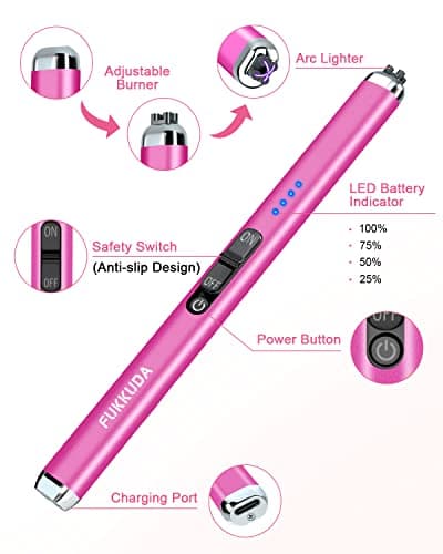 【Upgraded】 Dual Arc Electric Candle Lighter Rechargeable USB Lighter Plasma Arc Lighters for Candle (Violet) - Thumbnail 6