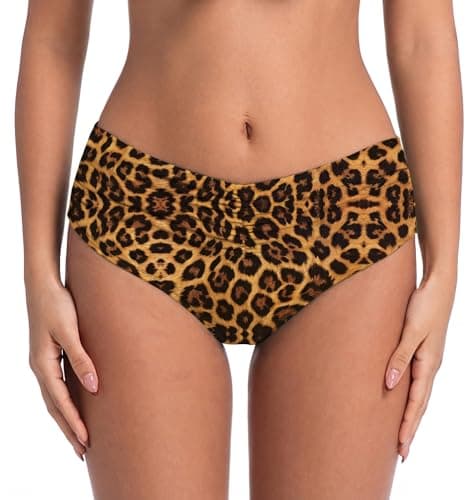 COCOPEAR Mid Rise Bathing Suit Bottoms for Women Ruched Tummy Control Swim Bottoms Full Coverage Bikini Bottoms for Women Floral 2571 M