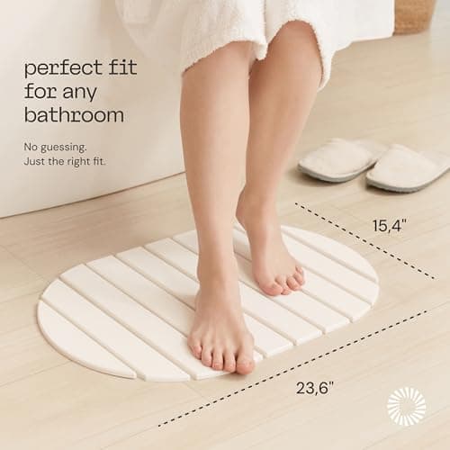Deepstone Foldable Stone Bath Mat – Large Diatomaceous Earth Mat, Quick Dry with Non-Slip Base, Water Absorbing Bathroom and Shower Stone Mat, Easy to Clean (24” x 15”), White - Thumbnail 2