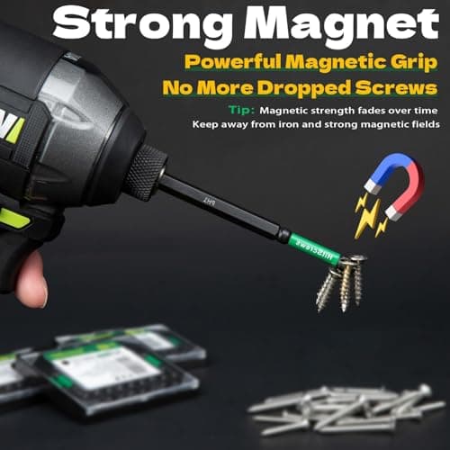 HitScrews Anti Slip Impact Driver Phillips Bits #3, 2 Inch PH3 Impact-Resistant Screwdriver Bits, Magnetic Tip, S2 Tool Steel, 1/4" Hex Drive, Construction Tools - 10 Pack - Thumbnail 4