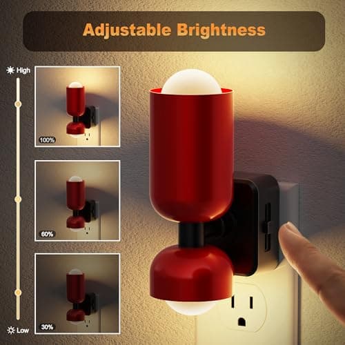 JandCase Night Light, Night Lights Plug Into Wall, 3000K Warm White, 0-100LM Adjustable Brightness, Dusk to Dawn Sensor, Plug in Night Light for Bedroom, Stairway, Bathroom, Hallway - Thumbnail 2