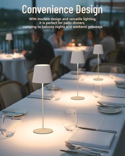 2 Pack Cordless Table Lamp,Portable RGB LED Desk Lamp,5000mAh Battery Powered,with Touch and Remote Control,Suitable for Dining Room,Bedroom, Outdoor,Coffee Shop,Night Light,Rechargeable (White) - Thumbnail 5