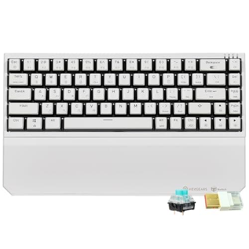 Hexgears X1 Pro Wireless Mechanica Keyboard, Tri-Mode Bluetooth/2.4G/USB-C, Hot-Swappable Clicky Switch Gaming Keyboard, Mini Compact White Backlit Keyboards with Wrist Rest - White - Image 1