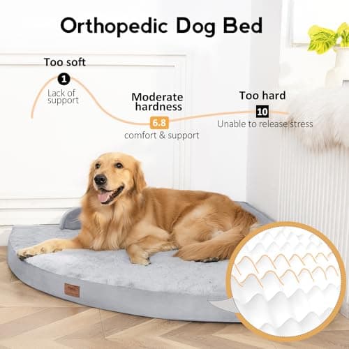 MEKIY Large Orthopedic Dog Bed with Sides XXXL Dog Beds with Removable Washable Cover Non-Slip Waterproof Pet Bed for Extra Large Dogs - Grey XXXL - Thumbnail 2