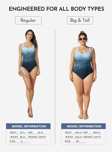 Aleumdr Womens One Piece Bathing Suits Color Block Print Criss Cross Back Swimsuits Athletic Modest Swimwear Gray 11 X-Large - Thumbnail 6
