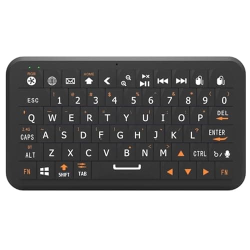 Winmaxle Mini Keyboard with Bluetooth 5.0/2.4G Dual Mode, Gyroscopic Motion Mouse, 64 Keys, RGB Backlight Options, Rechargeable Battery, Type-C Win/iOS/Android/ (Black) - Image 1