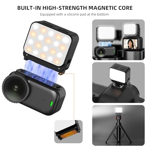BRDRC Action 6 Magnetic Mini LED Fill Light, Photography Fill Video Lighting with Quick-Release Cold Shoe Adapter, 3 Color Modes, 4 Levels Brightness for DJI Osmo Nano Camera Accessories - Thumbnail 2