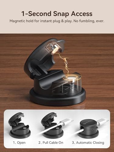 NEWDERY 6pc Magnetic Cable Clips Cord Organizer Cord Holder for Nightstand - Thumbnail 3