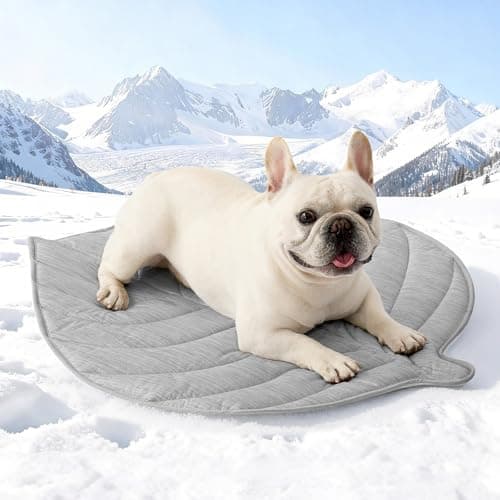 COZY KISS Dog Cooling Mat, Q-Max > 0.4 Leaf Shaped Pet Pad, Liquid Pee Proof Summer Mat for Cats, Washable Sleep Blanket for Bed Couch Floor Indoor, 33x28 inch, Silver Grey - Image 1