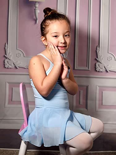 Stelle Toddler Ballet Leotards for Girls,Dance Leotard for Girls,Camisole Toddler Ballet Outfit for Studio Outdoor Daily Wear, Blue 6-7 Years - Thumbnail 3