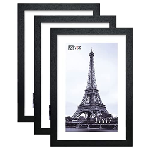 VCK Poster Frame 11x17 Set of 3, Wood Black Picture Frame, Wall Gallery Photo Frames, 3 Pack - Image 1