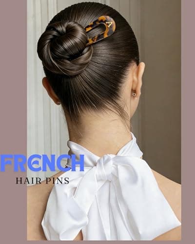 2 PCS Personalized Initial French Hair Pin for Women 5.1 Inch, Monogram Tortoise Shell Acetate U Shaped Hair Fork 2 Prong Chignon Pin Hair Accessories Birthday Gifts - Thumbnail 5