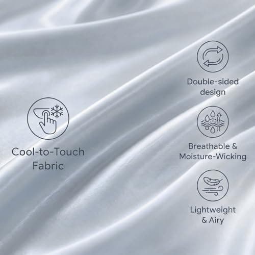 Cooling Comforter Queen Size 90"x90", Dual-Sided Seersucker & Q-Max>0.4 Cooling Blanket, Breathable Fabric for Hot Sleepers Night Sweats Menopause & Sensitive Skin, All Season Pet Friendly, Dark Grey - Thumbnail 2