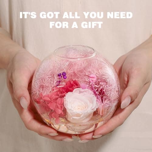 Aoshin Preserved Flowers Rose in Glass Dome with Candle, Eternal Flowers Gift Set for Women Wife Girlfriend Mom Grandma - Mother Day Christmas Anniversary Birthday Gift (White-Rose) - Thumbnail 6