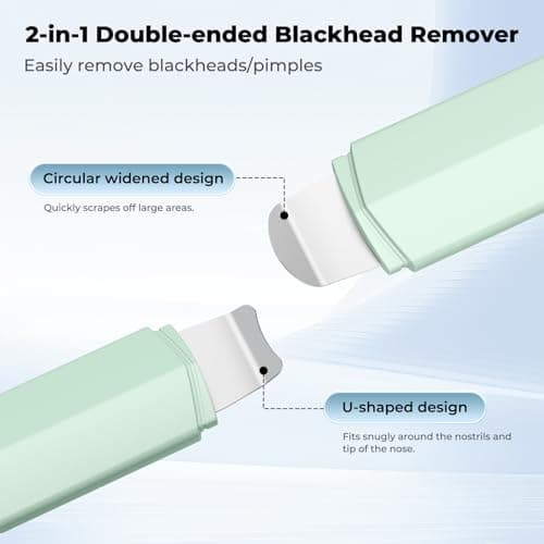 Blackhead Remover Tool for Nose Pore,Dual-Head Face Scraper & Pore Cleaner for Deep Facial Cleansing, U Shaped & Circular Widened Head Skin Care Tool for Men and Women (Green) - Thumbnail 5