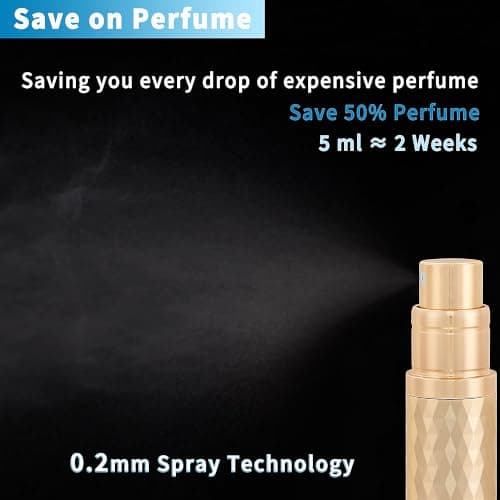 Qavhun Travel Perfume Atomizer Bottle Refillable - 2-Pack 5ml Leakproof Fragrances Perfume Atomizer, Portable Perfume Sprayer, Perfume Refillable Bottle for Traveling (Black & Gold) - Thumbnail 2