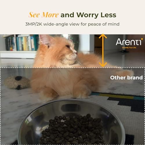 ARENTI Automatic Cat Feeder with Camera, 4L Auto Cat Food Dispenser for Cats, Smart WiFi Pet Feeder with App, 2K HD Two-Way Audio Meal Call, Dual Power, Color Night Vision, 2.4GHz/5GHz & Bluetooth - Thumbnail 5