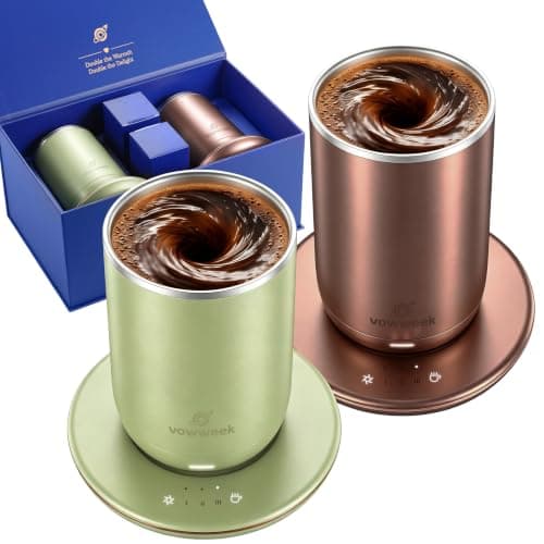 Self Stirring Coffee Mug Set of 2, 10 oz Heated Mugs with Magnetic Stirring