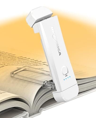 HIONXMGA Book Reading Light,Silent Touch Books Lamp for Reading in Bed,Rechargeable Clip on Booklight with 3 Amber Colors & 7 LEDs Precise Dimming for Eye Caring Night Reading,Book Lovers,Kids,White - Image 1