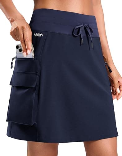 Viodia 18'' Cargo Skorts for Women with 6 Pockets Hiking Knee Length Skirt High Waisted Golf Skort for Travel Casual Dark Navy 2XL - Image 1