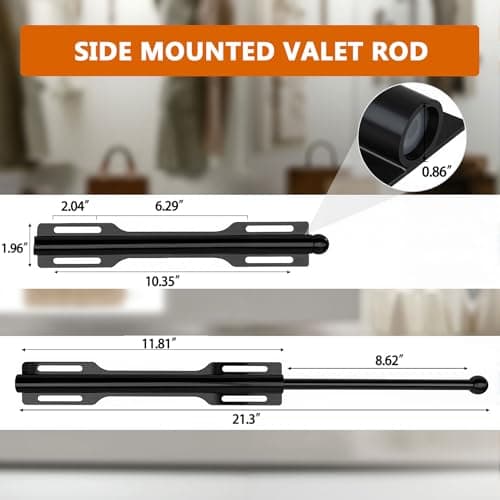 LOMILD Valet Rod for Closet Pull Out, Retractable Slide Out Rod for Closet, Black - Thumbnail 2
