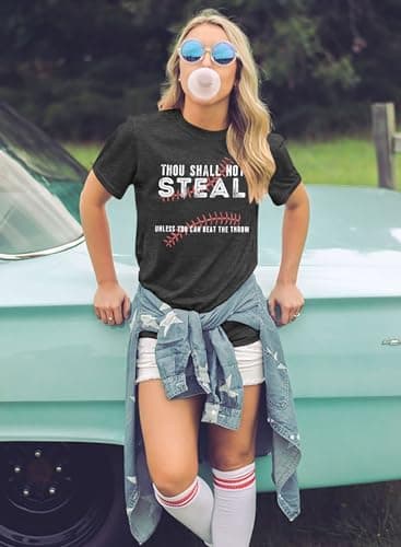 Baseball Shirts Women Softball Game Day T-Shirt Baseball Graphic Tee Tops Casual Short Sleeve T-Shirt - Thumbnail 5