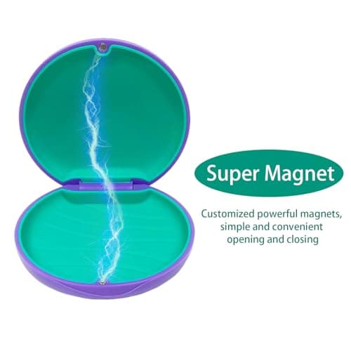 Maoerdental 2PCS Retainer Case Compatible with Invisalign,Cute Slim Aligner Case,Customized Magnetic Closure Orthodontic Retainer Cases (2 Pack Purple + Green Silicone) - Thumbnail 3