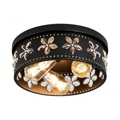 Glintawn 12.6 Inch Black Flush Mount Ceiling Light Fixture