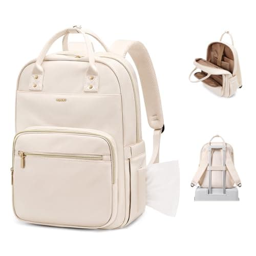MDODO Laptop Backpack Women,16Inch Teacher Laptop Bag Backpack with Laptop Compartment Waterproof Carry on Daypack Backpack for Work,College,Travel,Trip,Nurse, Beige - Image 1